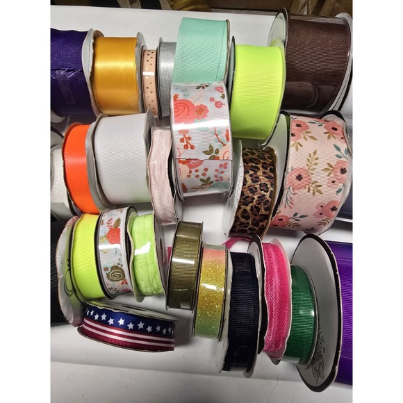Ribbon Lot Mixed Grosgain Satin 51 Rolls - Picture 3 of 7